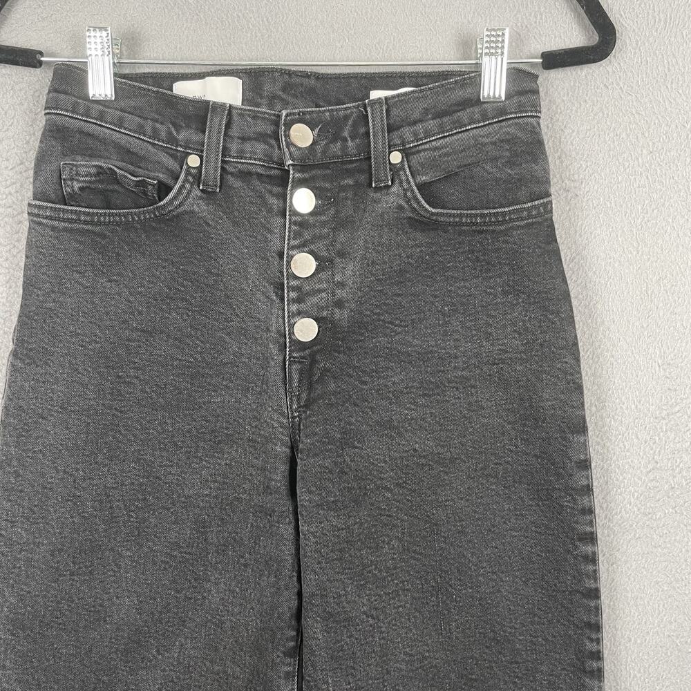 BLDWN Jeans Womens 27 Black Cropped Wide Leg Exposed Button High Rise USA - Picture 3 of 15